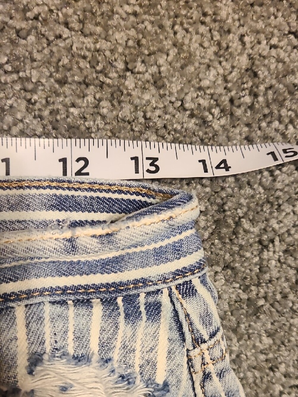 American Eagle Blue and White Striped Distressed Boyfriend Denim Shorts - Picture 8 of 8